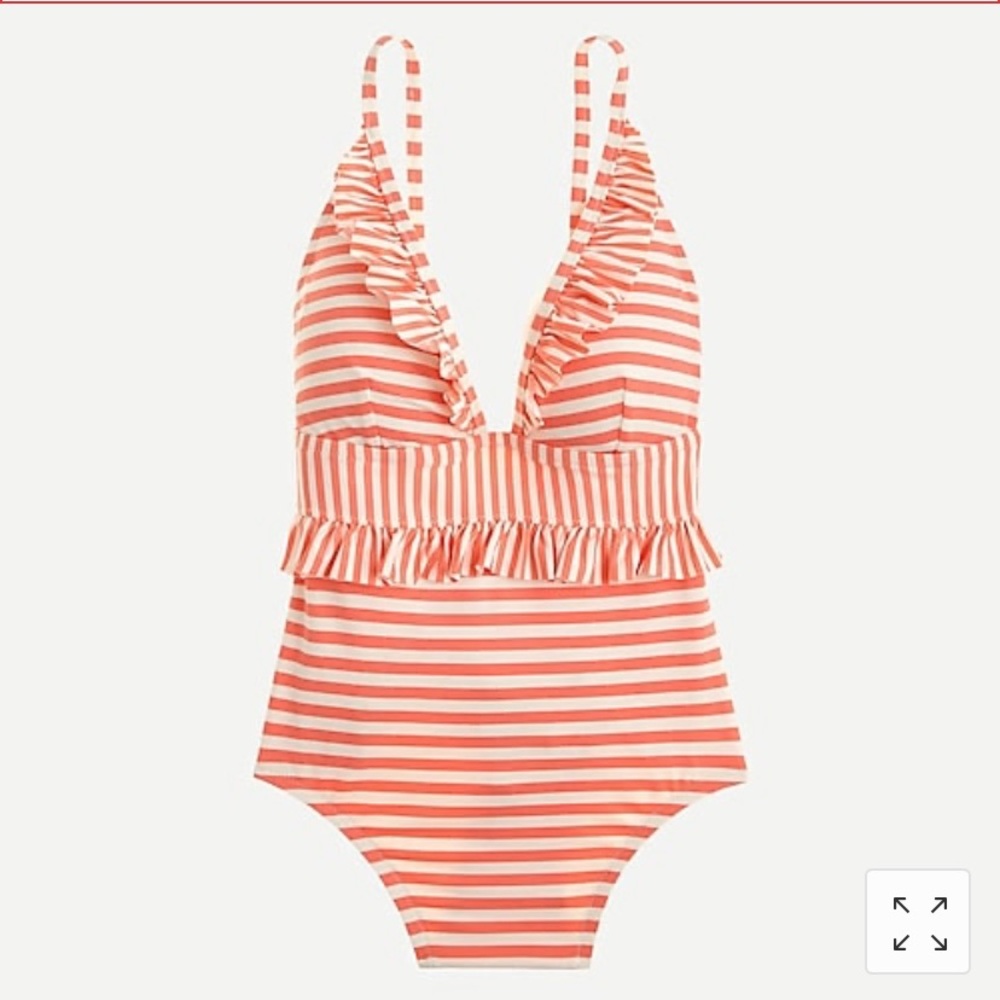 Ruffle plunging one-piece swimsuit J.Crew NWT